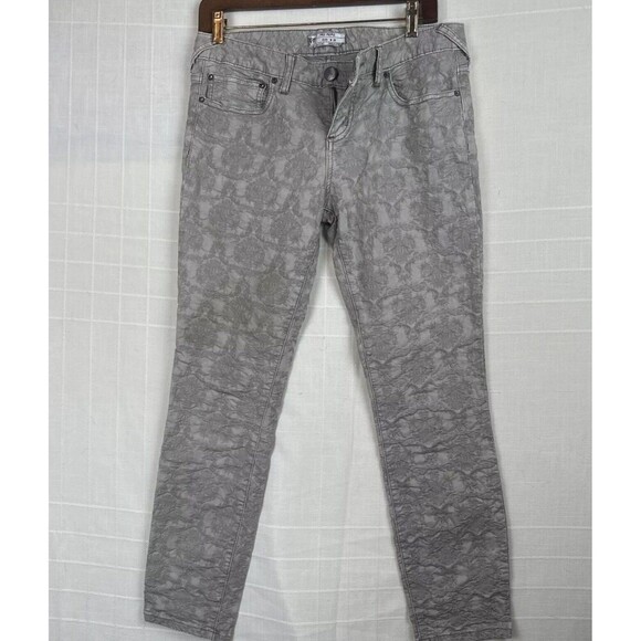 Free people Jeans Womens Floral tan waist 29 patterned Romantic Cottage Artsy - Picture 1 of 11